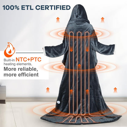 Wearable Heated Blanket Hooded Lazy Blanket Flannel Couple Home Wear Heating Blanket