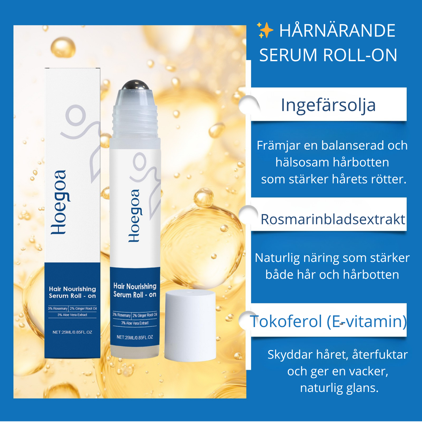 HOEGOA - Hårroller med Rosmarin & Ingefära – För naturlig hårväxt